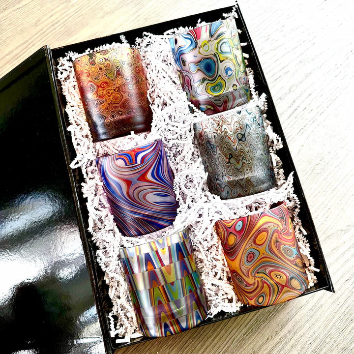 Multi-Colored Bundle Whiskey Glass Set