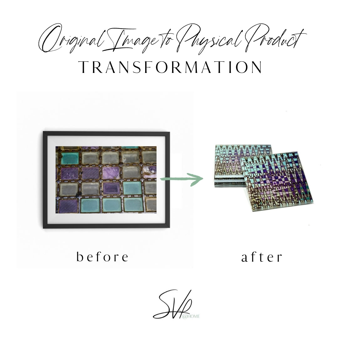 Glass Tile Flooring Coaster Set